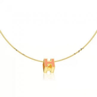 Hermes Cage d'H Necklace Red in Lacquer Yellow Gold
